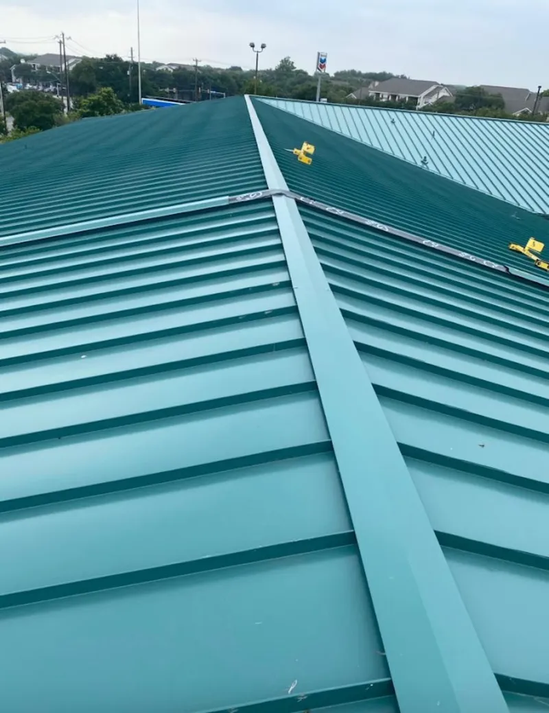 Green commercial metal roof ridge and valley for Metal Roof Repair in Merrimac